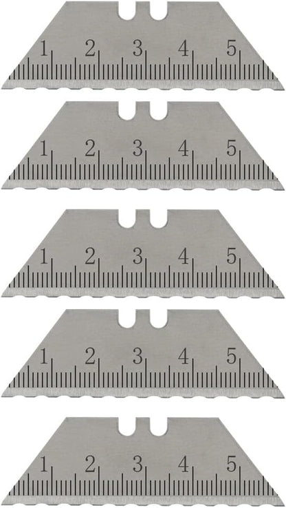 NDZ Performance Serrated Steel Blade Replacement for Utility Knife & Box Cutters, Custom Double Sided Laser Engraved Designs, Silver - Skull - 3 Pack