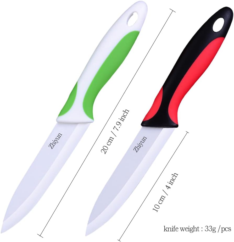 3 PCS Colorful Knivies Set, 4 Inch Ceramic knife 3 PCS Knives with Zirconia Blade and Sheath Covers,use for meat fruit vegetable and bread (green blue and pink)