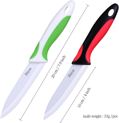 3 PCS Colorful Knivies Set, 4 Inch Ceramic knife 3 PCS Knives with Zirconia Blade and Sheath Covers,use for meat fruit vegetable and bread (green blue and pink)