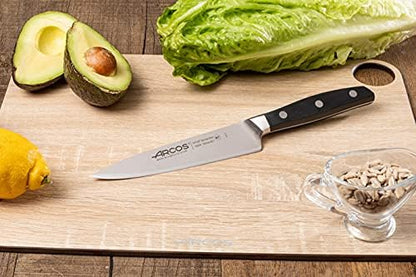 Arcos Forged Paring Knife 4 Inch Stainless Steel. Sharp Kitchen Knife for Peeling Fruits and Vegetables. Ergonomic Polyoxymethylene Handle and 100mm Blade. Series Manhattan. Color Black