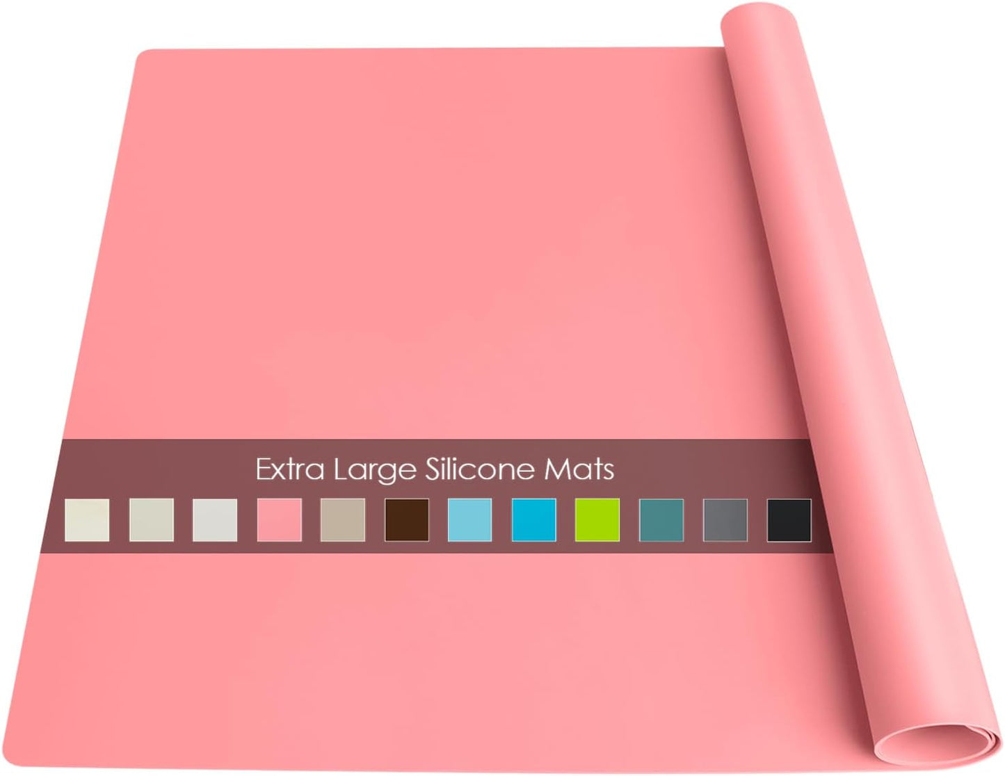 Extra Large Dark Green Countertop Mat - Silicone Table Kitchen Desk Mat - Non-Slip & Heat Resistant - Dinner Placemat Pastry Dough Rolling Mat - Colors B