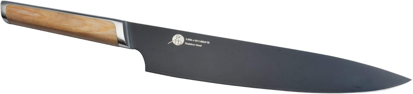 Everdure German Steel Professional Bread Knife, 10.55 Inch Serrated Edge Blade, Titanium Coated Blade with Pakka Wood Handle, Perfect Kitchen Knife for Slicing Bread Loaves, Bagels, Cake, and More