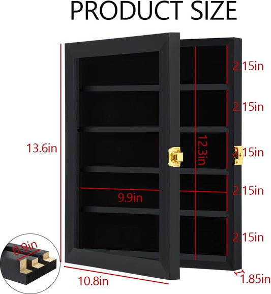 Grintus Pocket Knife Display Case Knife Collection Display Box for Wall Folding Knife Cabinet with Uv Protection Acrylic Lockable Black