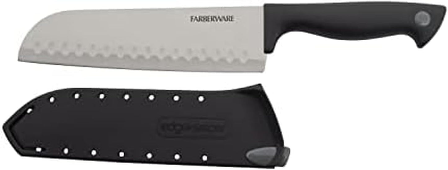 Farberware EdgeKeeper 6 Inch Chef Knife with Self-Sharpening Blade Cover, High-Carbon Stainless Steel Kitchen Knife for Slicing, Dicing, and Mincing