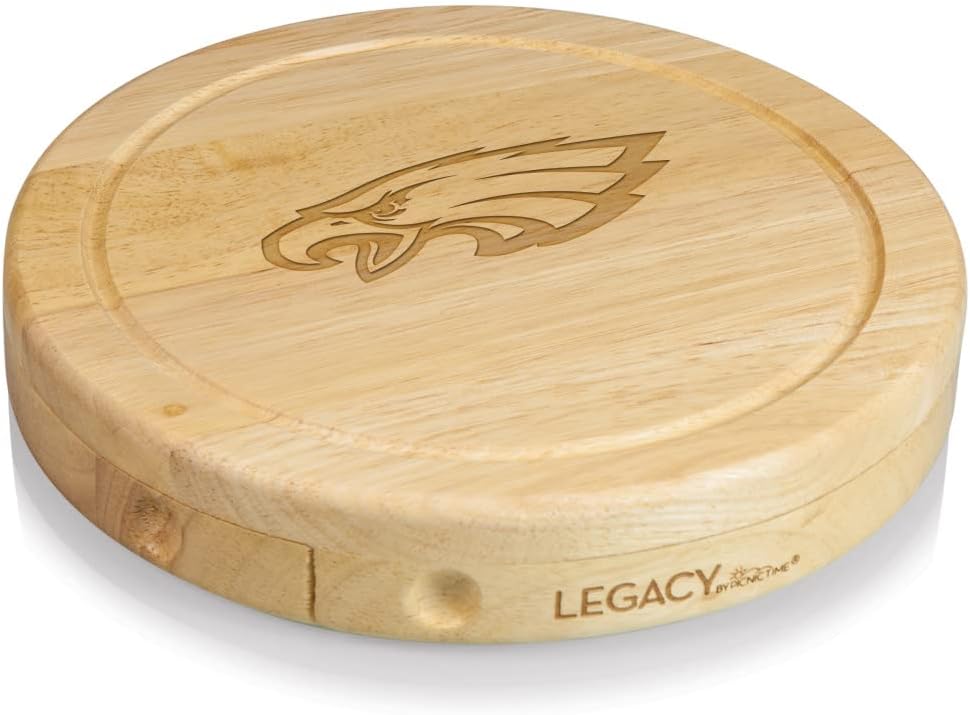Picnic TIME NFL Brie Cheese Board and Knife Set - Charcuterie Board Set - Wood Cutting Board - Colors B