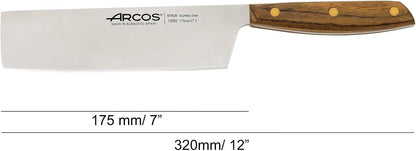 Arcos Deba Knife 7 Inch Stainless Steel. Japanese Kitchen Knife for Fish, Meat and Vegetables. Ovengkol Wood Handle 100% natural FSC and 170mm Blade. Series Nordika. Color Brown.