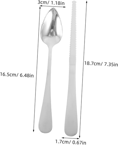 Generic 1 Set Fruit Cutting Set Paring Knives Serrated Spoons Pointed Spoons Kiwi Knife Grapefruit Utensil Tool Fruit Knives Grapefruit Spoons Fruit Knife Stainless Steel Silver