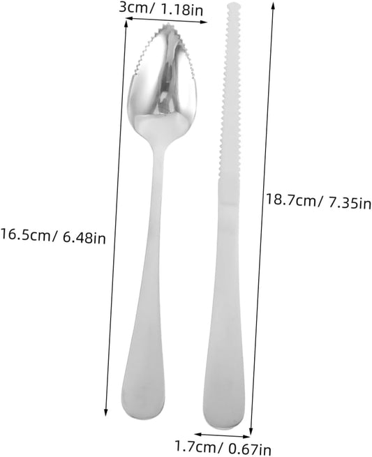 Generic 1 Set Fruit Cutting Set Paring Knives Serrated Spoons Pointed Spoons Kiwi Knife Grapefruit Utensil Tool Fruit Knives Grapefruit Spoons Fruit Knife Stainless Steel Silver