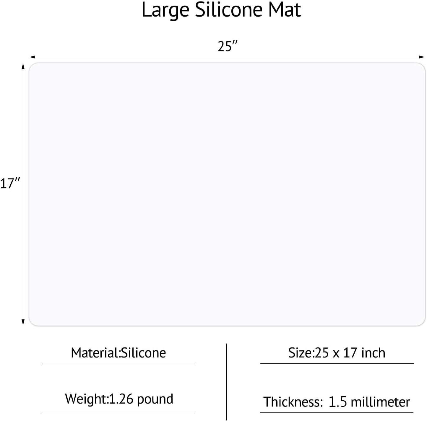 Gartful 25“x17”x0.03“ Silicone Mats for Kitchen Counter, Large Silicone Countertop Protector, Nonskid Heat Resistant Desk Saver Pad, Multipurpose Mat, Placemat, Dark Gray