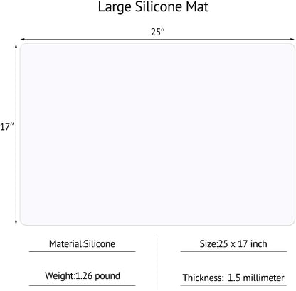 Gartful 25“x17”x0.03“ Silicone Mats for Kitchen Counter, Large Silicone Countertop Protector, Nonskid Heat Resistant Desk Saver Pad, Multipurpose Mat, Placemat, Dark Gray