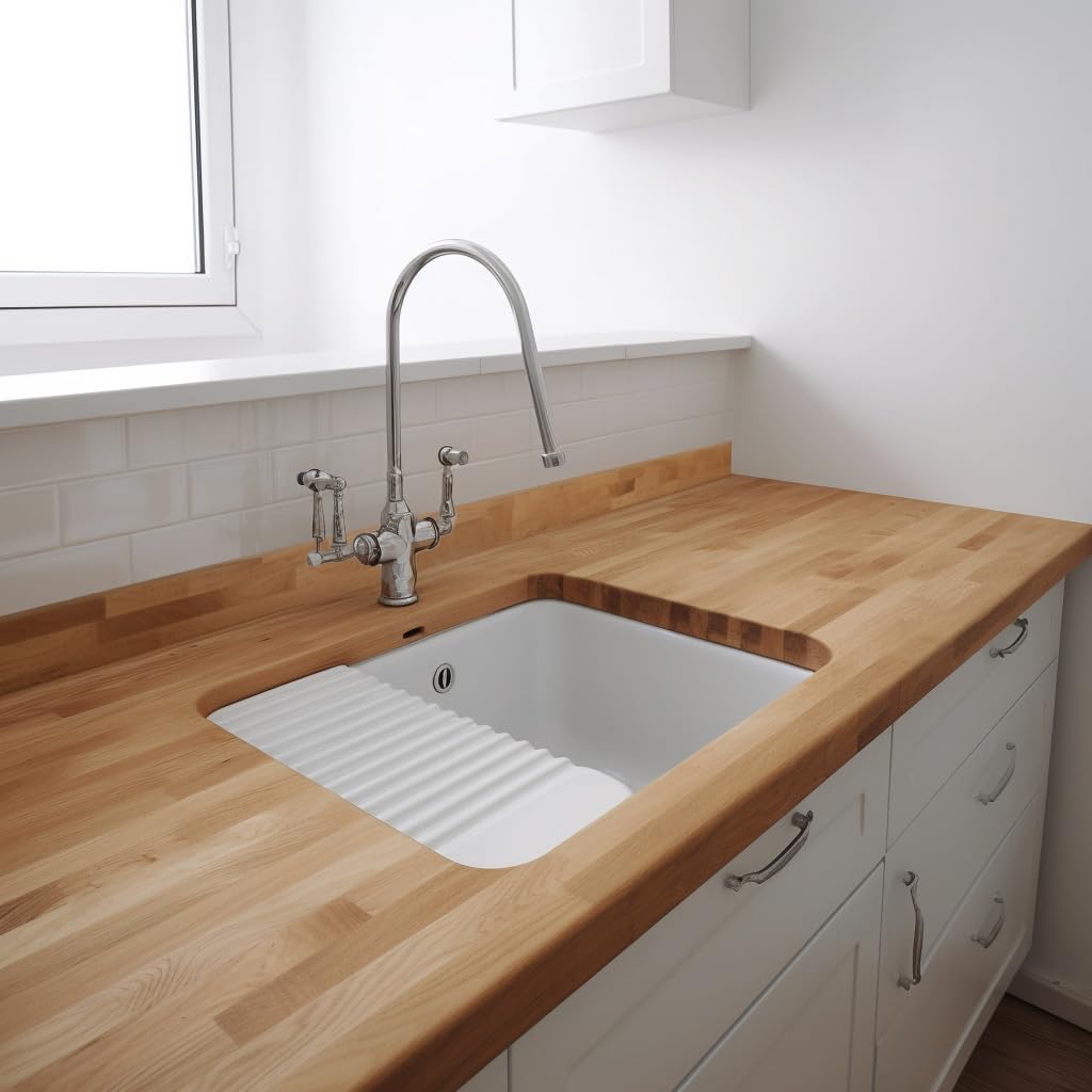 CONSDAN Butcher Block Counter Top, USA Grown Oak Solid Hardwood Countertop, Wood Slabs for Kitchen, Reversible, Both Side Polished, Prefinished with Food-safe Oil, 1.5" Thickness, 18" L x 25" W