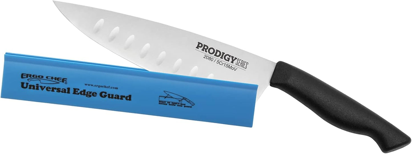 Ergo Chef Universal Knife Blade Edge Guard 8 Inch x 1.5 Inch for Knives up to 8” Blades, Durable BPA-Free Sturdy ABS Plastic, Knife Protector (Blue)