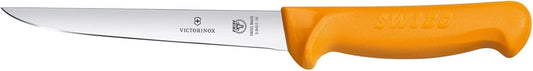 Victorinox Swibo 6" Boning Knife, Straight Edge Narrow Blade, Stainless Steel - Dishwasher Safe, Orange