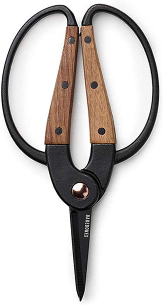 Barebones Garden Scissors - Walnut Scissors - Garden Supplies and Indoor Plant Accessories - Plant Shears with Wide Handles - Comfortable Fit Hand Pruners (Large)
