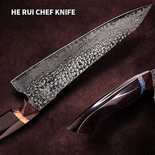 Japanese Professional Chef Knife,8.5in Handmade Damascus Steel VG10 Core Blade,Ebony Wood Handle,Cutting Cooking Gyuto Knives with Sheath for Kitchen