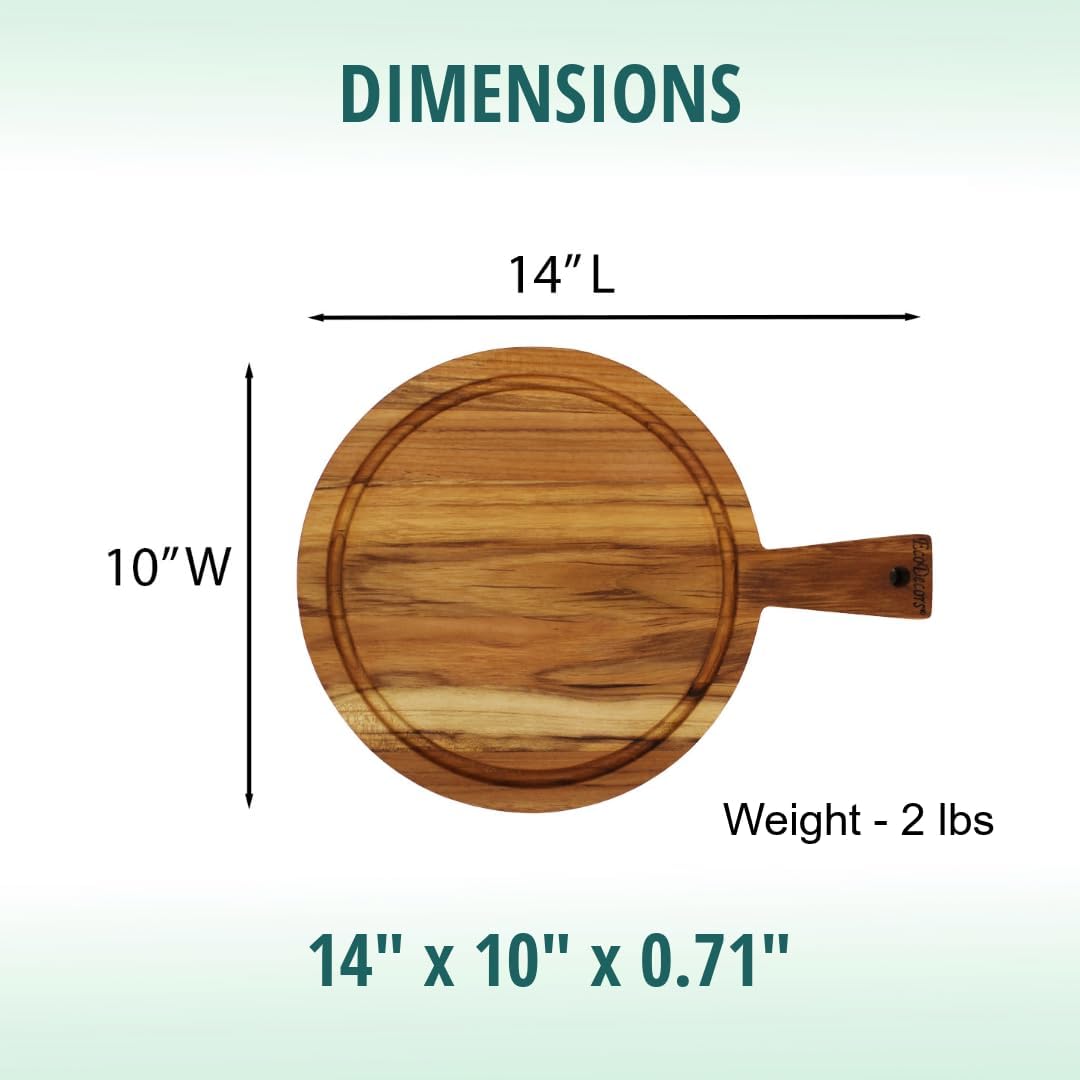 EcoDecors 18"x14" Extra Large Teak Cutting Board, Edge Grain Wood with Juice Groove & Handle, FSC Certified for Kitchen, Carving & Butcher Block Prep