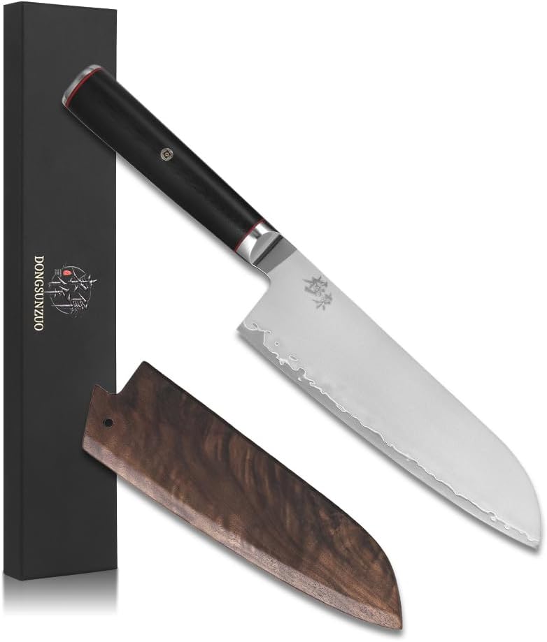 Japan Aichi AUS10 Triple Layer Composite Steel 8-inch Chef's Knife,Gyuto，Meat Cleavers，G10 Handle, Forged Kitchen Knife，Black Walnut Knife Sheath Set