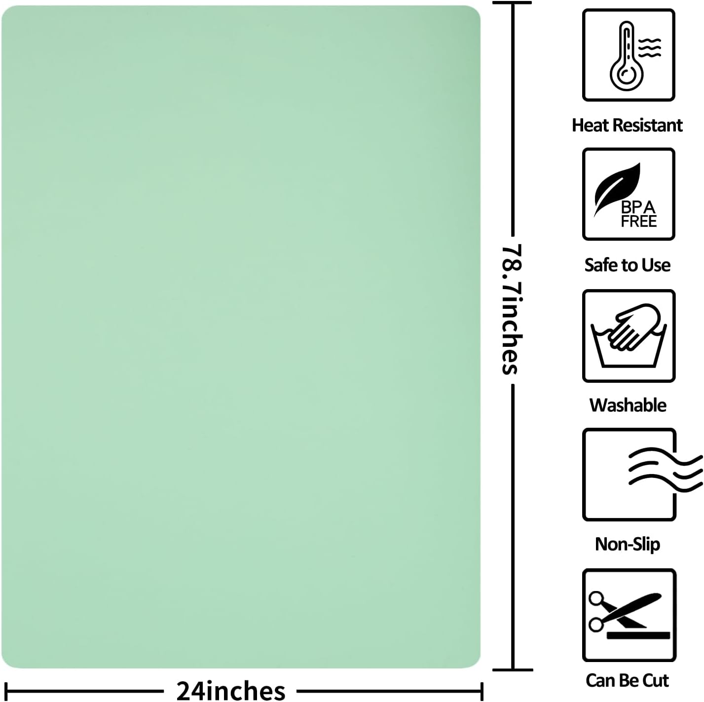 Silicone Mats for Kitchen Counter Thicker Extra Large Heat Resistant Mats Countertop Protector Liners for Bottom of Oven Air Fryer Coffee Maker, 24" x 16" x 2 mm, Translucent