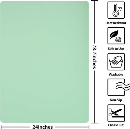 Silicone Mats for Kitchen Counter Thicker Extra Large Heat Resistant Mats Countertop Protector Liners for Bottom of Oven Air Fryer Coffee Maker, 24" x 16" x 2 mm, Translucent