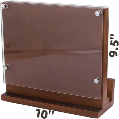Magnetic Knife Block with Acrylic Shield, Double-Sided Kitchen Knife Holder, Acacia Wood, Universal Storage Organizer