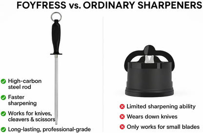 Honing Rod 10 Inch, Knife Sharpener for Kitchen Knives, Magnetized High Carbon Steel Honing Steel with Ergonomic Handle, for Chef and Butcher Knives