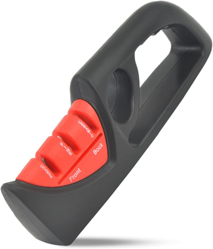 NileHome 4-in-1 Knife Sharpener, Professional kitchen knife sharpeners are suitable for steel knives, fruit knives, scissors, and all kinds of knives—Black Red