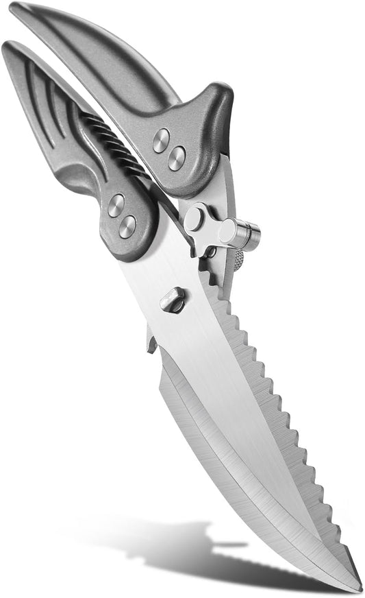Heavy Duty Kitchen Shears- Professional Stainless Steel Poultry Scissors Detachable Design for Meat, Chicken, and Food Prep, Dishwasher Safe & Ergonomic Grip, Multi-Purpose Cooking Shears - Red