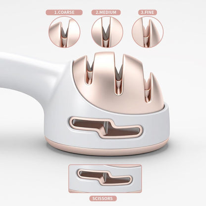 Knife Sharpener for Kitchen, Gold Pink Handheld Sharpener for Repairing and Polishing Kitchen Knives,Manual Sharpener Suitable for Various Kitchen Knives