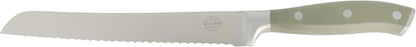 Sur La Table Kitchen Essentials Tasting Kitchen High-Carbon German Steel 7 Piece Full Tang Forged Cutlery Knife Block Set - Eggshell White W/Ashwood Block