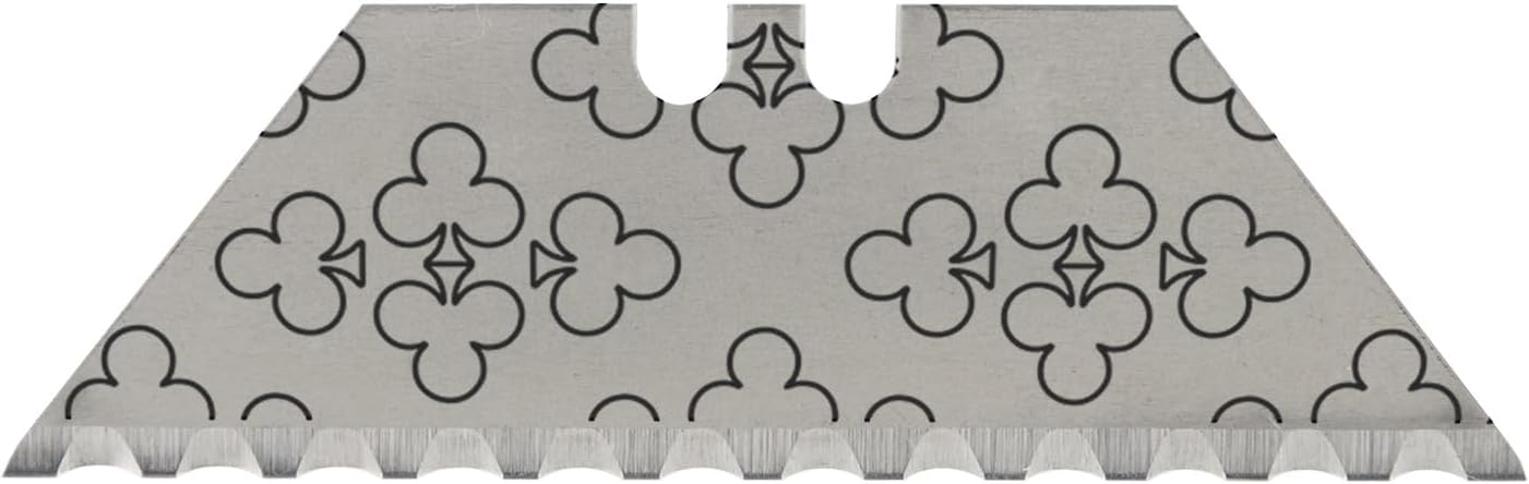 NDZ Performance Serrated Steel Blade Replacement for Utility Knife & Box Cutters, Custom Double Sided Laser Engraved Designs, Silver - Skull - 3 Pack
