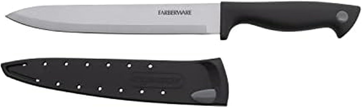 Farberware EdgeKeeper 6 Inch Chef Knife with Self-Sharpening Blade Cover, High-Carbon Stainless Steel Kitchen Knife for Slicing, Dicing, and Mincing
