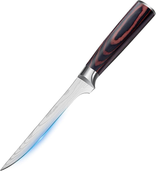 Boning Knife, 6 Inch Fillet Knife, Japanese Fish knife with Razor Sharp High-Carbon German Steel, Ergonomic Non-Slip Handle for Meat Cutting, Filleting & Deboning, Ideal for Kitchens & Home Cooking