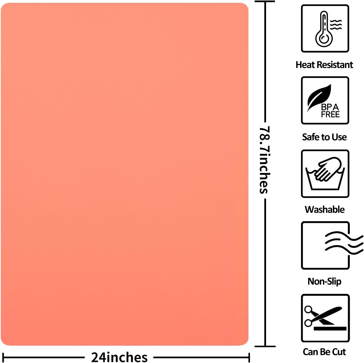 Silicone Mats for Kitchen Counter Thicker Extra Large Heat Resistant Mats Countertop Protector Liners for Bottom of Oven Air Fryer Coffee Maker, 24" x 16" x 2 mm, Translucent