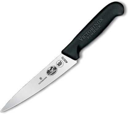 Victorinox Fibrox Curved Boning & Fillet Knife, Flexible Blade for Meat & Poultry, 6-Inch, Black