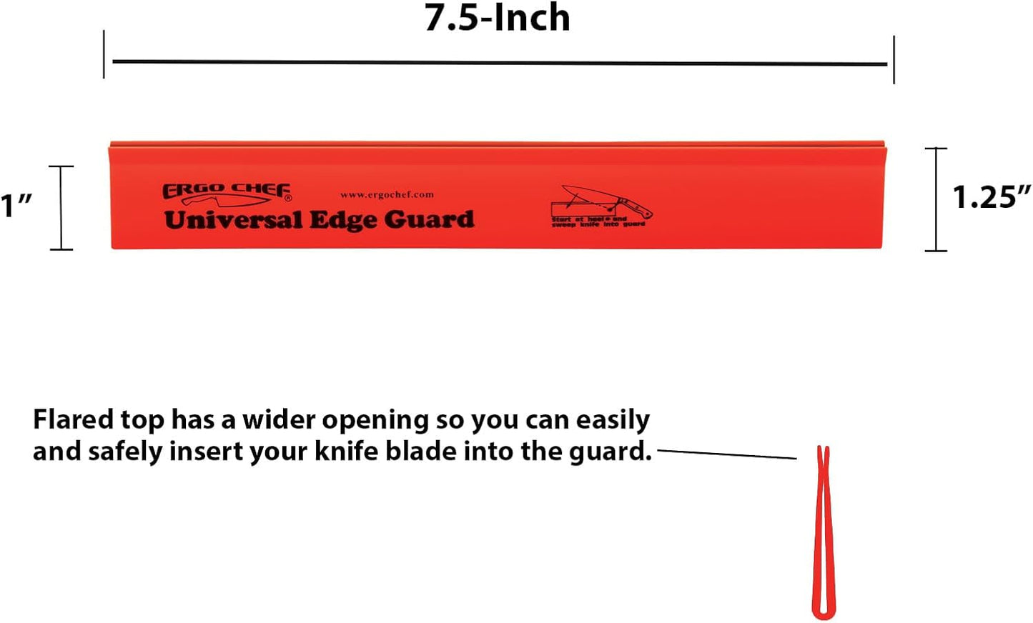 Ergo Chef Universal Knife Blade Edge Guard 8 Inch x 1.5 Inch for Knives up to 8” Blades, Durable BPA-Free Sturdy ABS Plastic, Knife Protector (Blue)