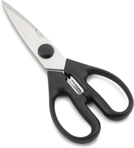 ARCOS Kitchen Take Apart Scissors 8 Inch Nitrum Stainless Steel and 195 mm blade. 154 gr. Ergonomic Polyoxymethylene POM Handle. Series Prochef. Smooth edge and stylish wooden handle. White Color
