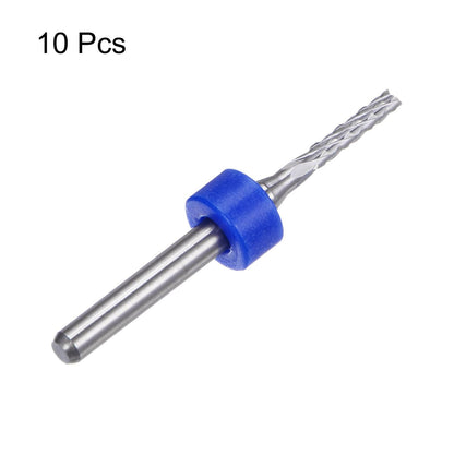 HARFINGTON 10pcs End Mill Bits 0.8mm Solid Carbide CNC Router Bits Engraving Cutter Tools for PCB Circuit Board Milling Machine Wood Carving, 1/8" Straight Shank