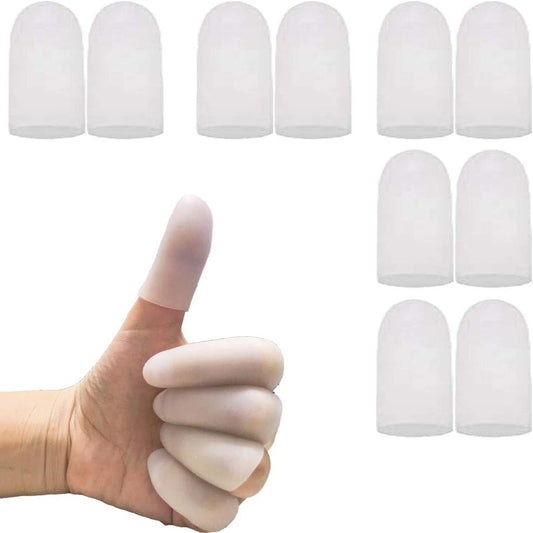 Kris-kikomy Gel Finger Protectors Finger Caps Silicone Fingertips Protection - Finger Cots Great for Trigger Finger, Finger Arthritis, Finger Cracking and Other Finger Pain Relief (Small)