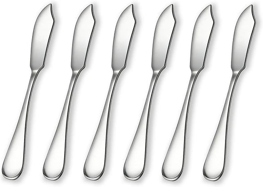 Berglander Stainless Steel Butter Knives Set of 6Pcs, 5.7" Butter Spreader Knife Cheese Knives for Butter, Cheese, Organic Strawberry Fruit/Apple Cinnamon/Blackberry/Raspberry/Peach Jam, Dishwasher Safe
