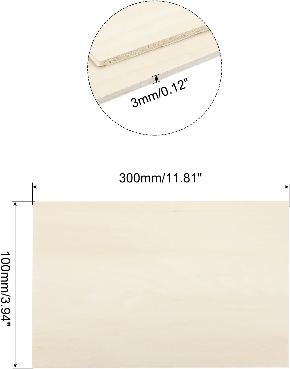 MECCANIXITY 3pcs Basswood Sheets 12 x 8 x 3/8 Inch Unfinished Wood Boards Plywood for DIY Crafts Laser Cutting with Smooth Surfaces