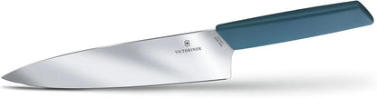 Victorinox Swiss Modern Chef's Knife - Kitchen Knife for Cutting Meat, Fruit & Vegetables - Premium Kitchen Accessories - Blue Handle, 8"