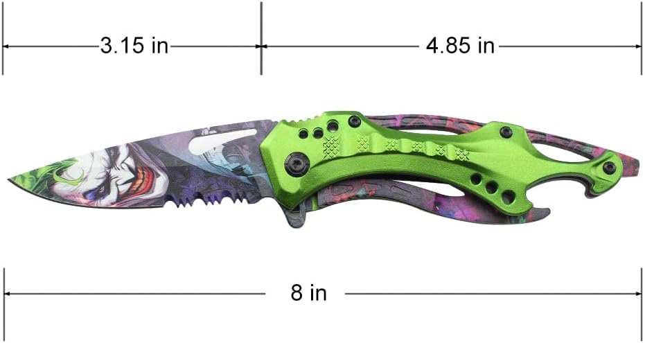 MTECH USA Folding Knife, 3.75-Inch Half-Serrated Blade, Titanium Coating, Glass Breaker, Pocket Clip