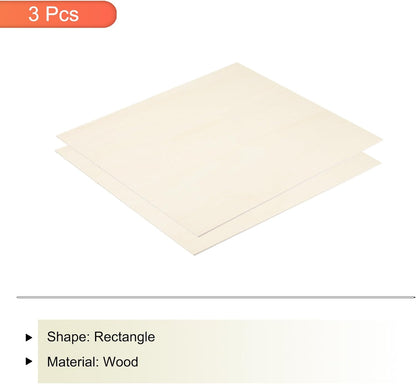 MECCANIXITY 3pcs Basswood Sheets 12 x 8 x 3/8 Inch Unfinished Wood Boards Plywood for DIY Crafts Laser Cutting with Smooth Surfaces