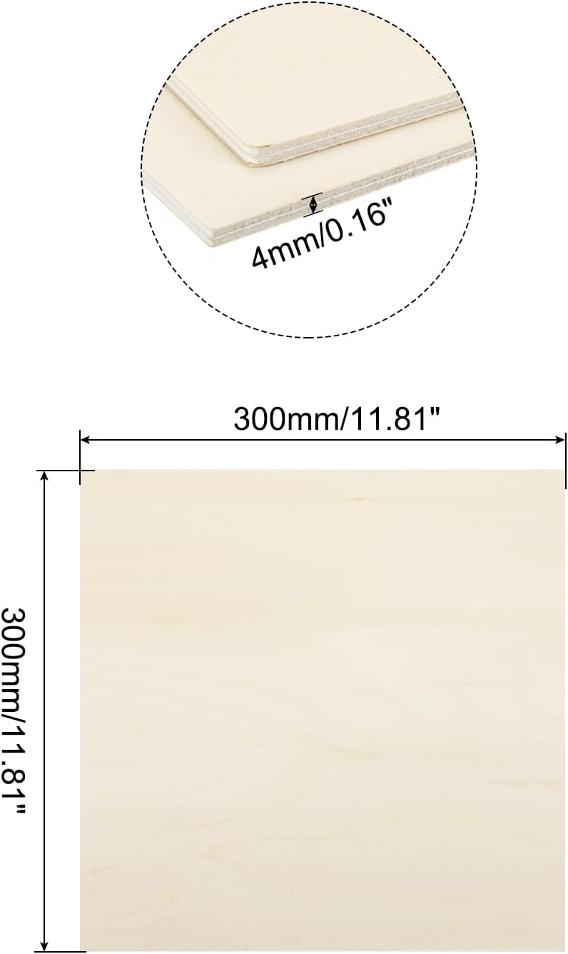 MECCANIXITY 3pcs Basswood Sheets 12 x 8 x 3/8 Inch Unfinished Wood Boards Plywood for DIY Crafts Laser Cutting with Smooth Surfaces