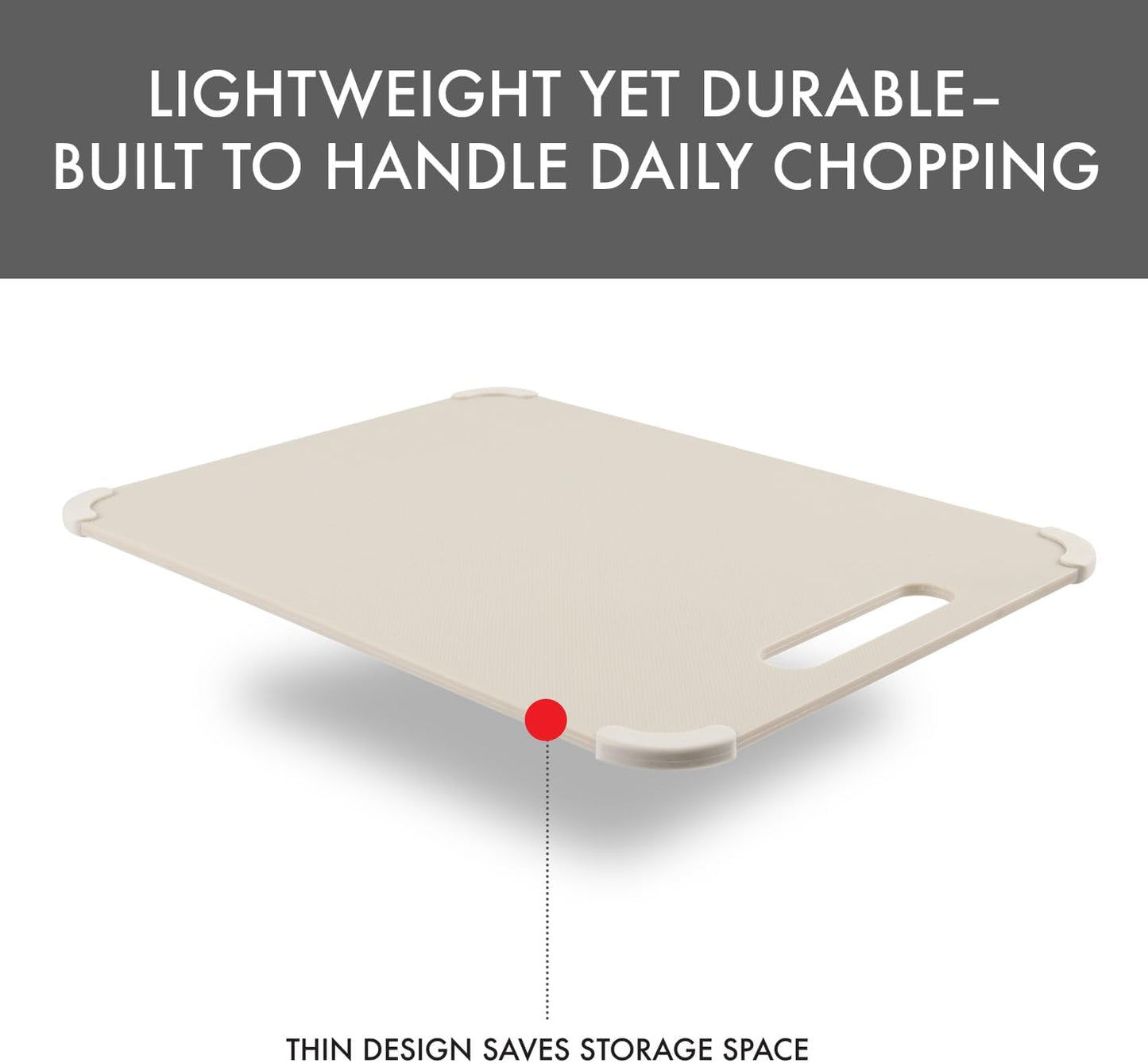Dexas Fresh Prep 3-Pack Non-Slip Cutting Board Set – Dishwasher Safe Plastic Boards with Silicone Grip Corners & Handle, Sage (14.17" x 10.63", 12.6" x 9.06", 11.02" x 7.48")