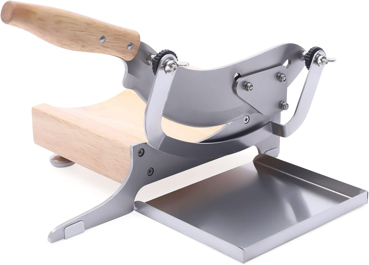 Stainless Steel Manual Meat Beef Slicer, 0~0.5inch Thickness Adjustable Meat Cutter Machine with Concave Base, Manual Cutting Machine for Sausages, Vegetables, Pork, Beef, Ham