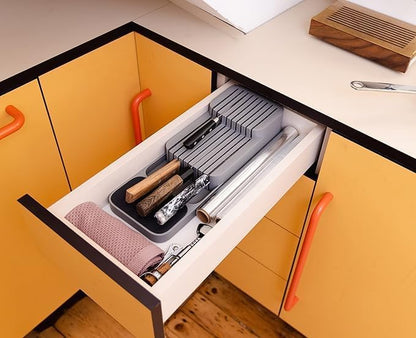 Kitchen Drawer Knife Organizer, 9-Knife Storage Block, Grey, 15.55 x 5.51 x 3 inches