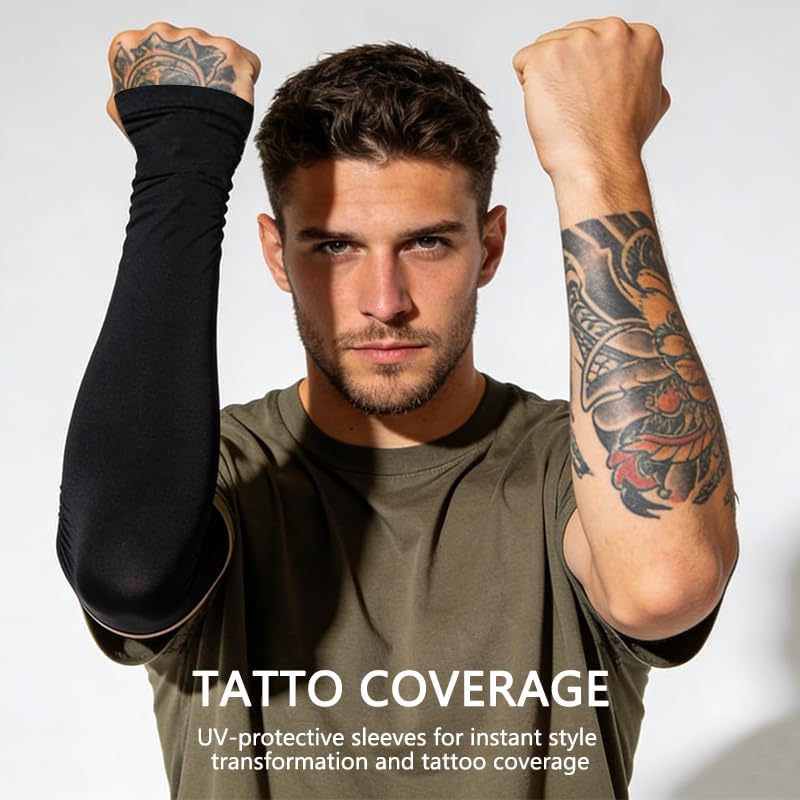 Arm Sleeves, Cooling UV Sun Protection Compression Sleeves for Men and Women, Basketball Cycling Arm Sleeves