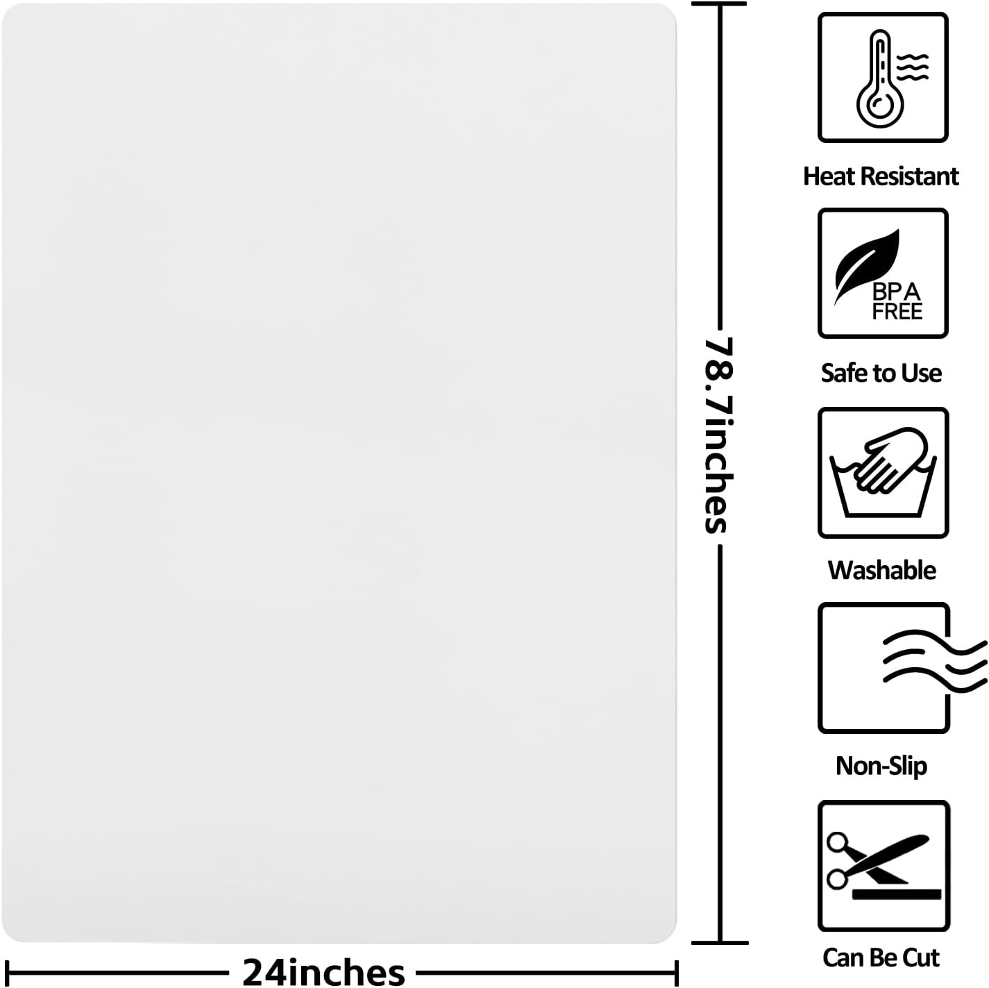 Silicone Mats for Kitchen Counter Thicker Extra Large Heat Resistant Mats Countertop Protector Liners for Bottom of Oven Air Fryer Coffee Maker, 24" x 16" x 2 mm, Translucent