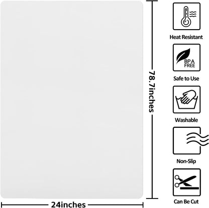 Silicone Mats for Kitchen Counter Thicker Extra Large Heat Resistant Mats Countertop Protector Liners for Bottom of Oven Air Fryer Coffee Maker, 24" x 16" x 2 mm, Translucent